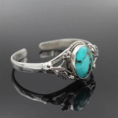 Floral Leaf Turquoise Cuff Bangle Bracelet December Stone Birthday