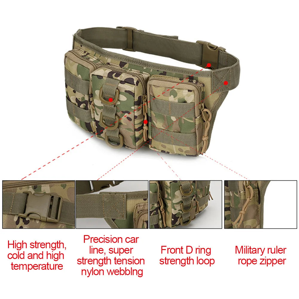 Tactical Men Waist Pack Hiking Bag Army Outdoor Sports Climbing Camping Army Fan