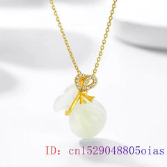 Vintage 925 Silver Natural Jade Bag Necklace Pendant