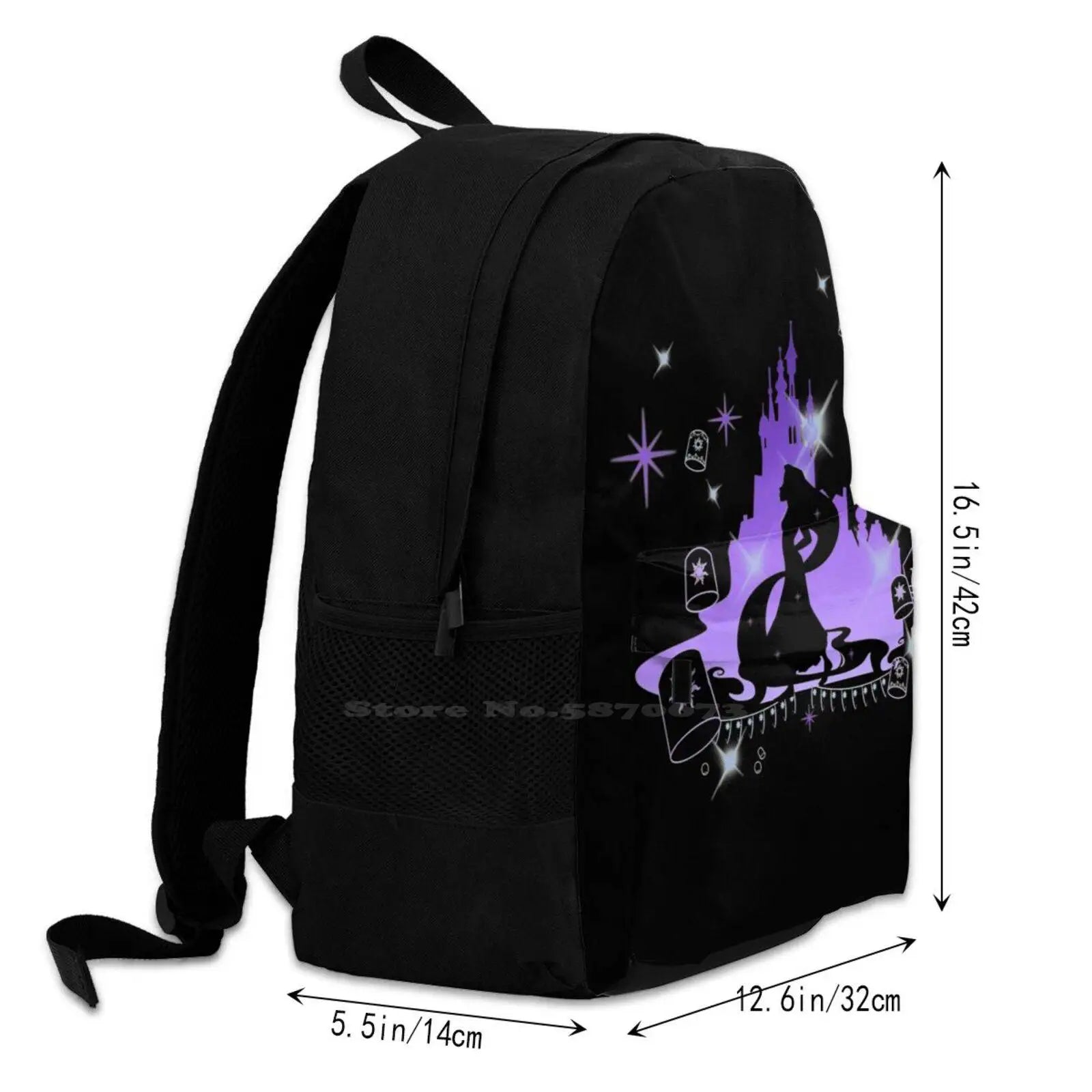 Tangled Silhouette Portrait Fleece Backpack Student School Laptop Travel Bag