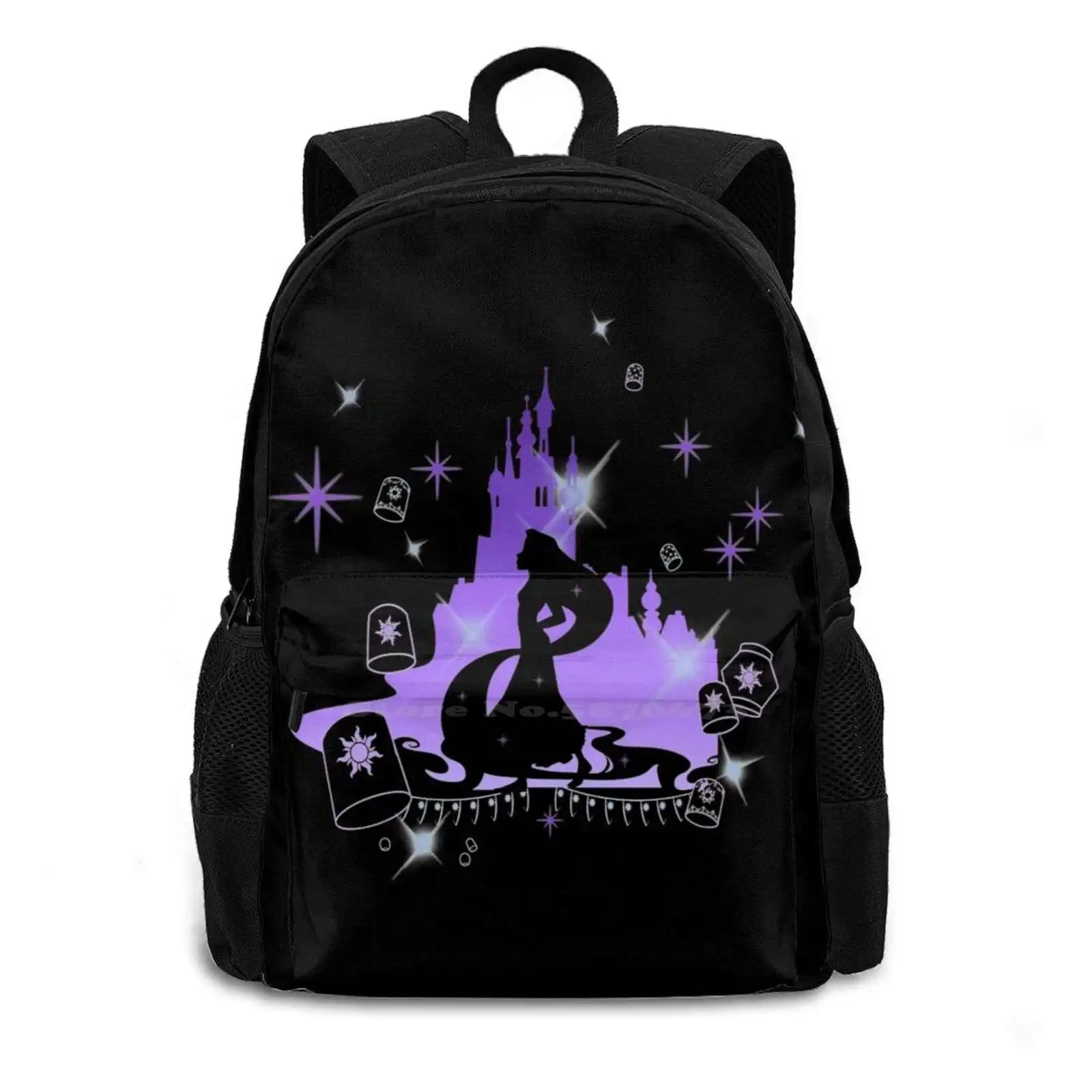 Tangled Silhouette Portrait Fleece Backpack Student School Laptop Travel Bag