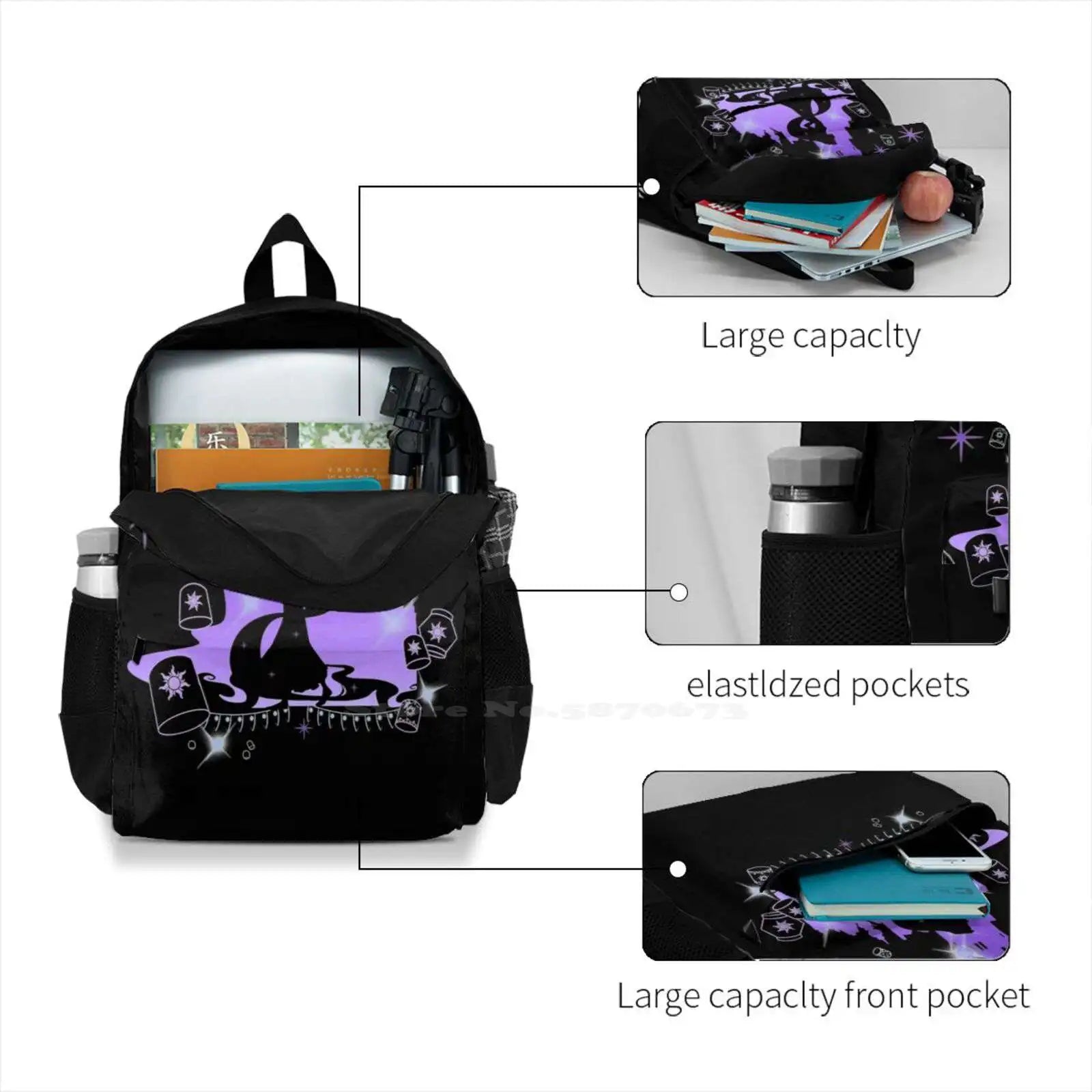 Tangled Silhouette Portrait Fleece Backpack Student School Laptop Travel Bag