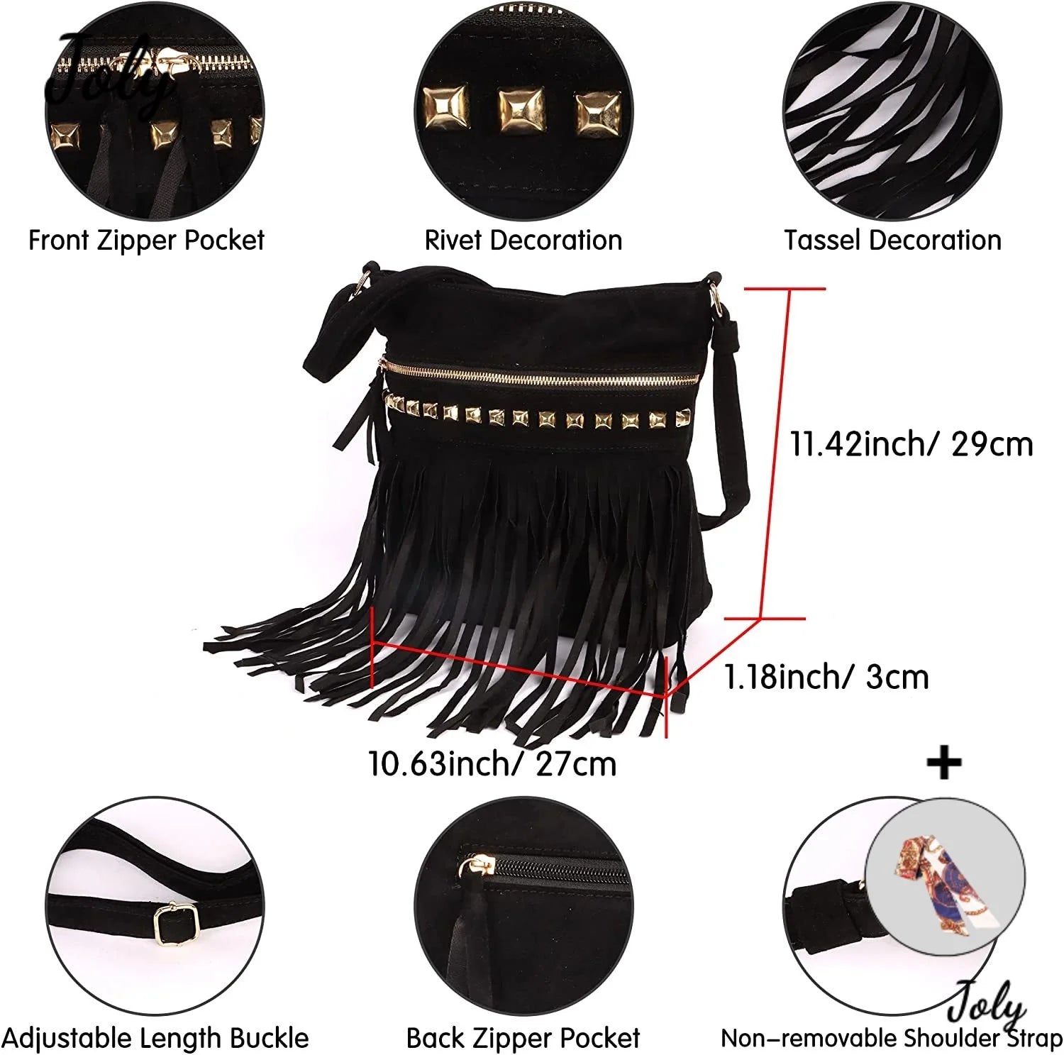 Tassel Shoulder Bag for Travel Shopping, Ladies Bags with Adjustable Strap