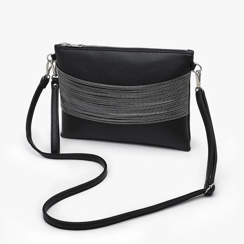 Tassel Chain Handbag Soft Leather Crossbody Bag for Women