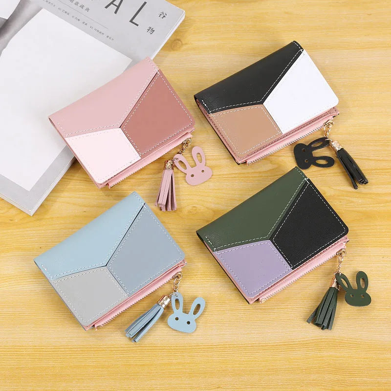 Tassel Ladies Short Wallet Zipper Clutch Bag Slim Small Wallet