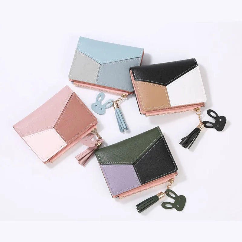 Tassel Ladies Short Wallet Zipper Clutch Bag Slim Small Wallet