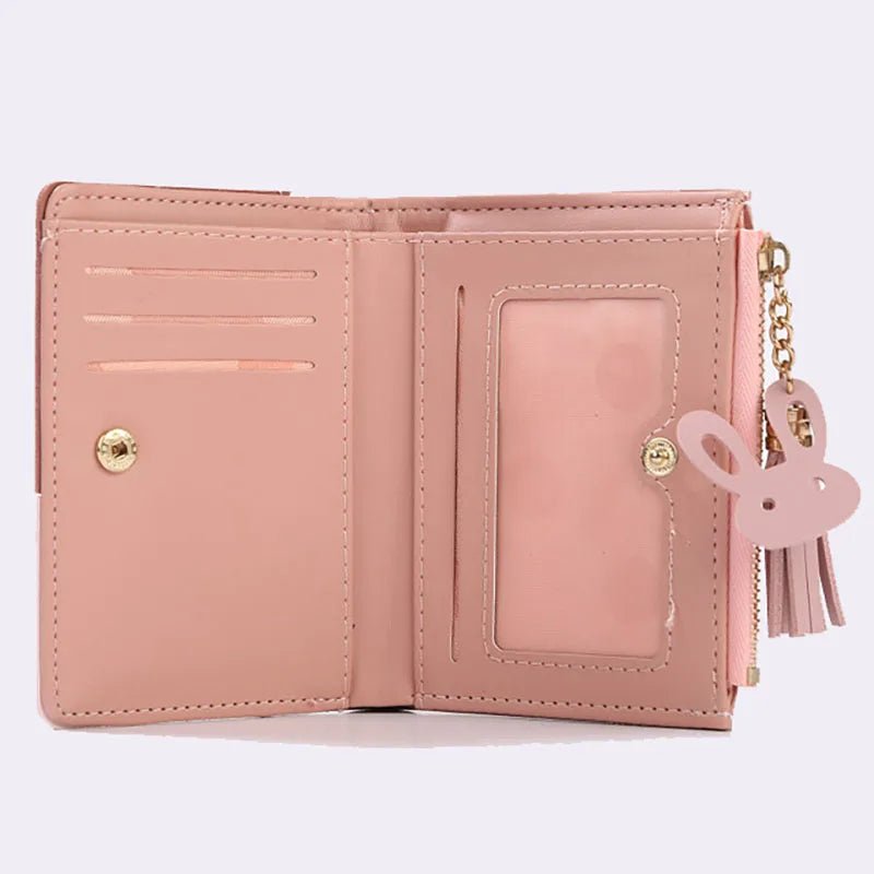 Tassel Ladies Short Wallet Zipper Clutch Bag Slim Small Wallet