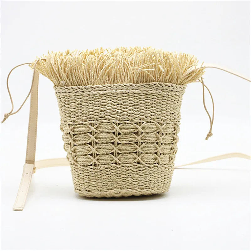 Tassel Paper Straw Bag Shoulder Crossbody Handbag