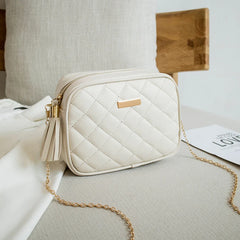 Lingge Embroidery Camera Shoulder Bag Chain Crossbody Bags