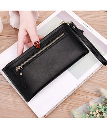 Women's Tassel Wallet High PU Leather Wrist Bag Zipper Purse Solid