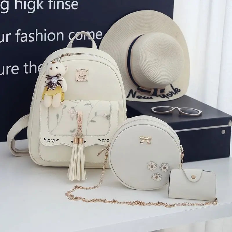 Tassel Backpack for Female Students - Small Fresh Academic Design