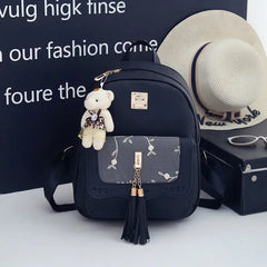 Tassel Backpack for Female Students - Small Fresh Academic Design