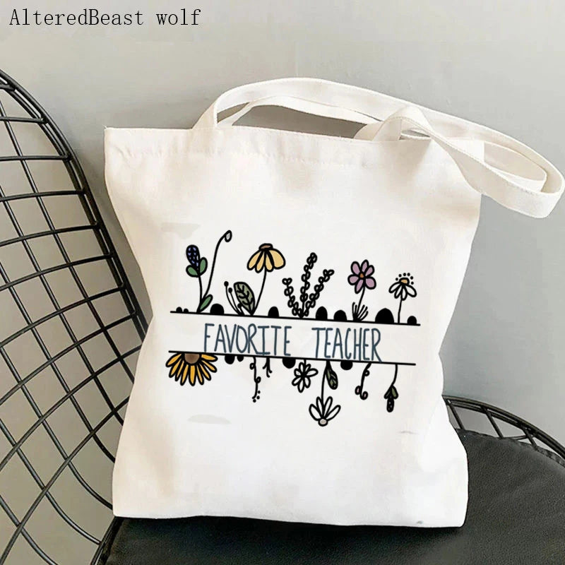 English Teacher Printed Bag Shopping Canvas Shopper Bag Tote Shoulder Lady Bag