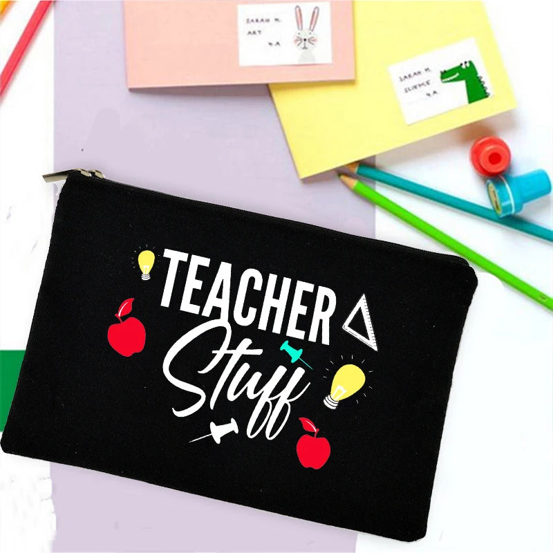 Teaching Is a Work of Heart Print School Stationery Supplies Storage Bags