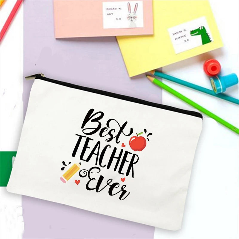 Teaching Is a Work of Heart Print School Stationery Supplies Storage Bags