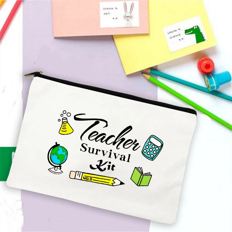Teaching Is a Work of Heart Print School Stationery Supplies Storage Bags