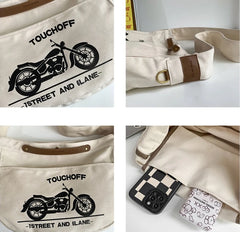 Y2K Grunge Fabric Canvas Sling Bag for Teens