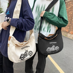 Y2K Grunge Fabric Canvas Sling Bag for Teens