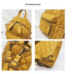 Girls Small Backpack Female Lingge Leather Backpack Purse Mini School Bags
