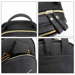 Girls Cat Cartoon Square Satchel PU Leather School Bag