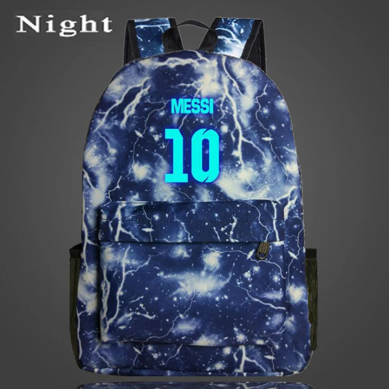 Messi Night-luminous Barcelona School Bag for Boys, Galaxy Design