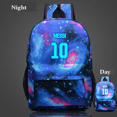 Messi Night-luminous Barcelona School Bag for Boys, Galaxy Design