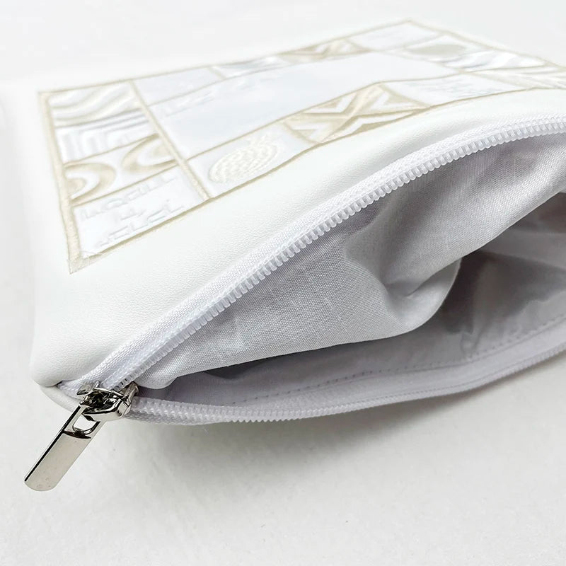 Tefillin Bag Square Geometric Design PU Leather Zipper 21x21cm