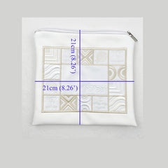 Tefillin Bag Square Geometric Design PU Leather Zipper 21x21cm