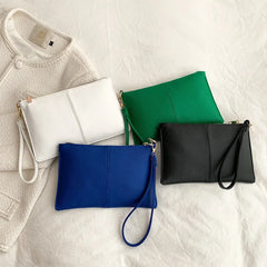 Temperament Envelope Bag Solid PU Evening Clutches Zipper Handbags for Women