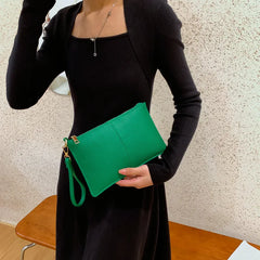 Temperament Envelope Bag Solid PU Evening Clutches Zipper Handbags for Women