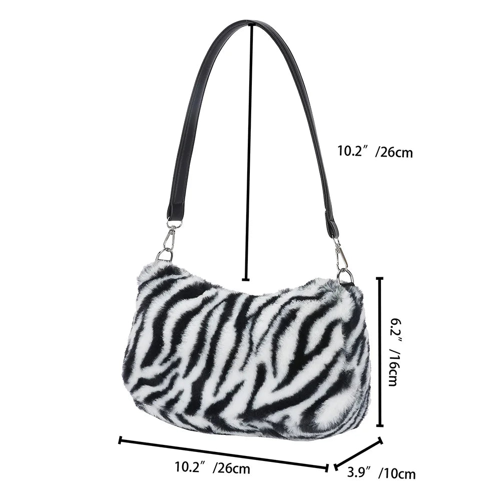 Plush Love Heart Underarm Bag for Women