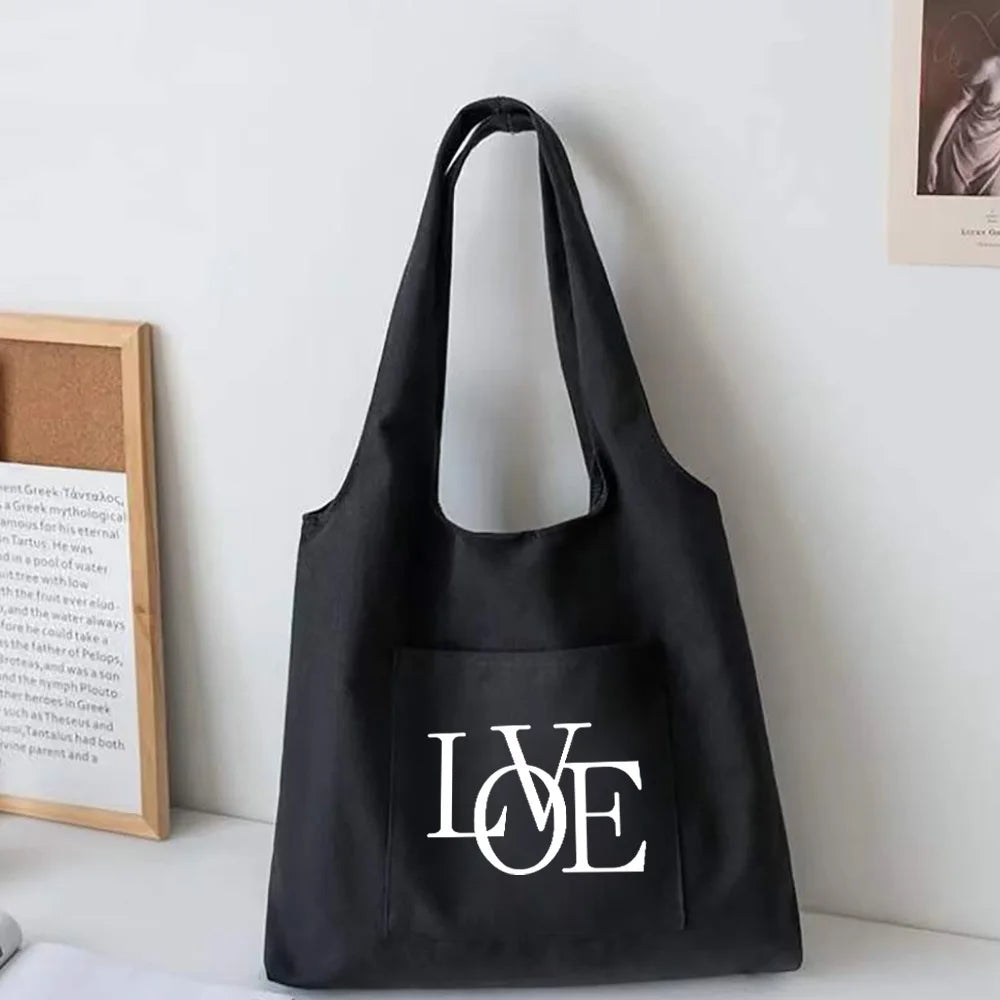 Canvas Tote Bag Women Shoulder Shopping Bag Large Capacity