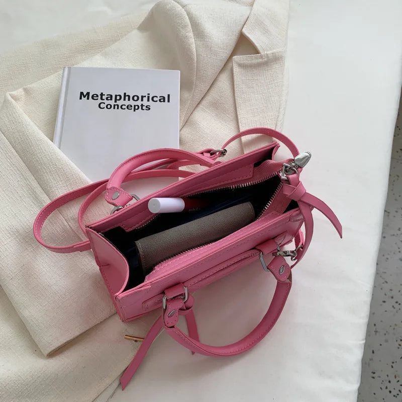 Textured Square Shoulder Bag Crossbody Messenger Handbag