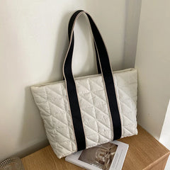 Textured Large-capacity Shoulder Bags Nylon Tote Shopping Bags