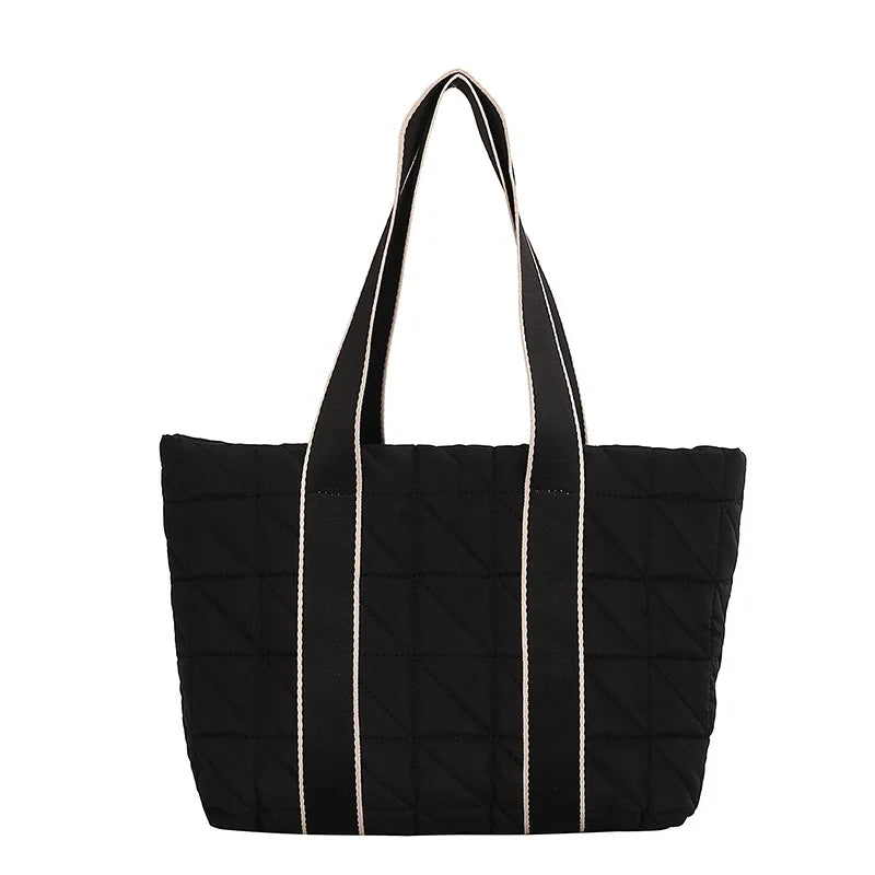 Textured Large-capacity Shoulder Bags Nylon Tote Shopping Bags