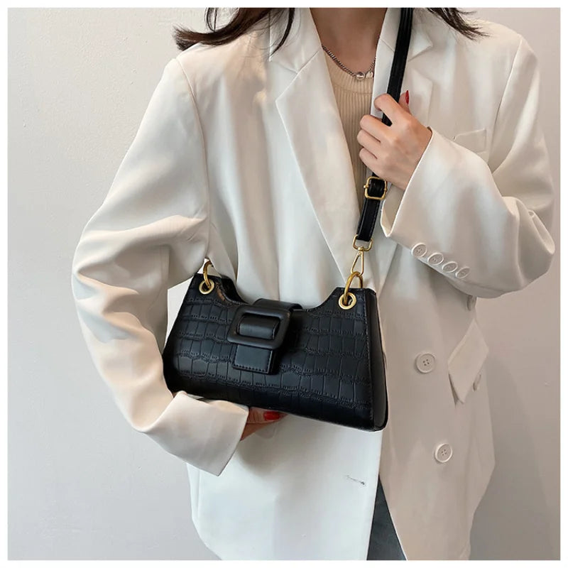 Textured Women's One-shoulder Bag Stone Pattern Messenger Bag