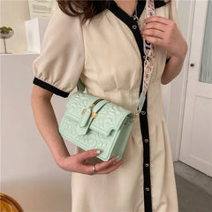 Textured Small Shoulder Bag Indentation Messenger Bag Solid Square Bag