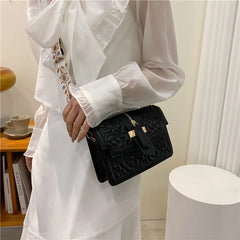 Textured Small Shoulder Bag Indentation Messenger Bag Solid Square Bag