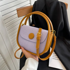 Textured Small Women's Bag Summer Straw Saddle Bag Shoulder