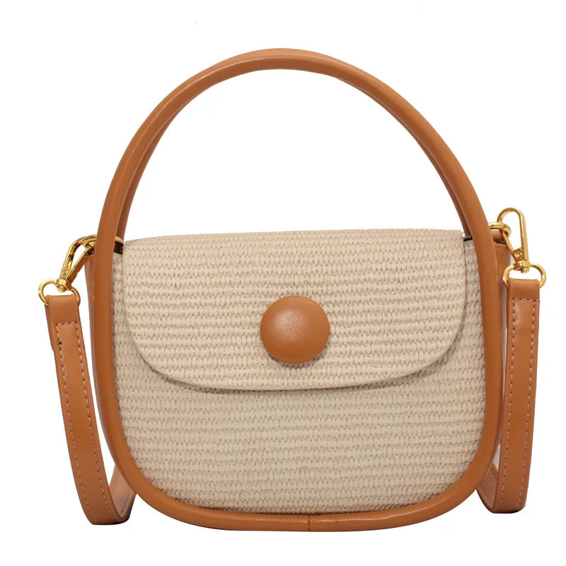 Textured Small Women's Bag Summer Straw Saddle Bag Shoulder
