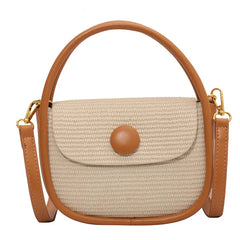 Textured Small Women's Bag Summer Straw Saddle Bag Shoulder