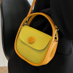 Textured Small Women's Bag Summer Straw Saddle Bag Shoulder