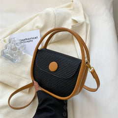 Textured Small Women's Bag Summer Straw Saddle Bag Shoulder