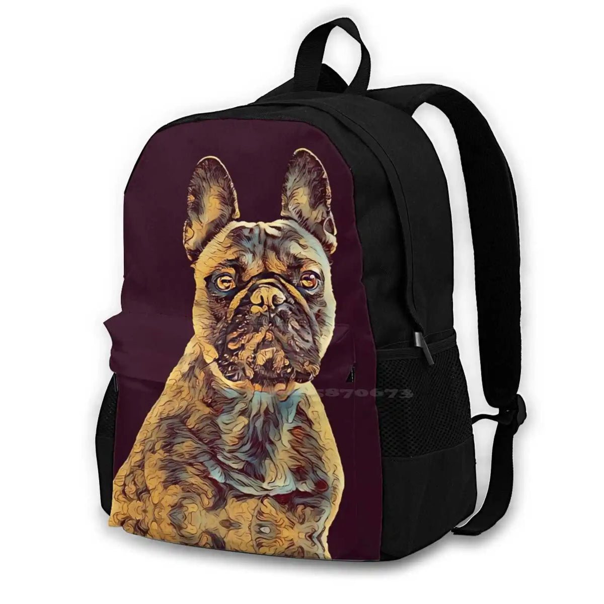 French Bulldog 001 - The Dark Animal Series Teen College Student Backpack
