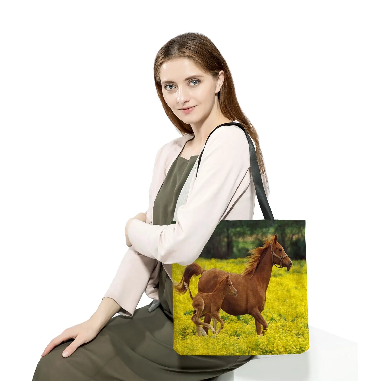 Horse Printed Tote Bag Eco Friendly Shopping Bag Women Shoulder Bag