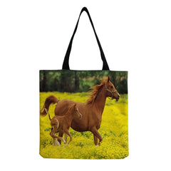 Horse Printed Tote Bag Eco Friendly Shopping Bag Women Shoulder Bag