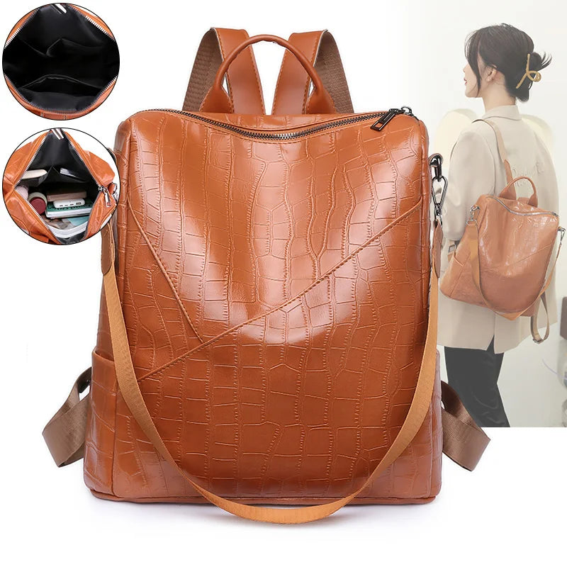 Anti-theft Soft Leather Women Backpack for Travel