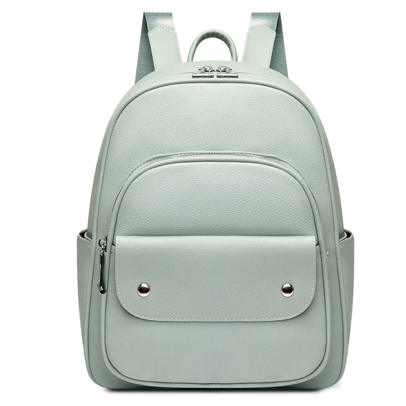 Youth Leather Backpack for Teenage Girls School Shoulder Bag
