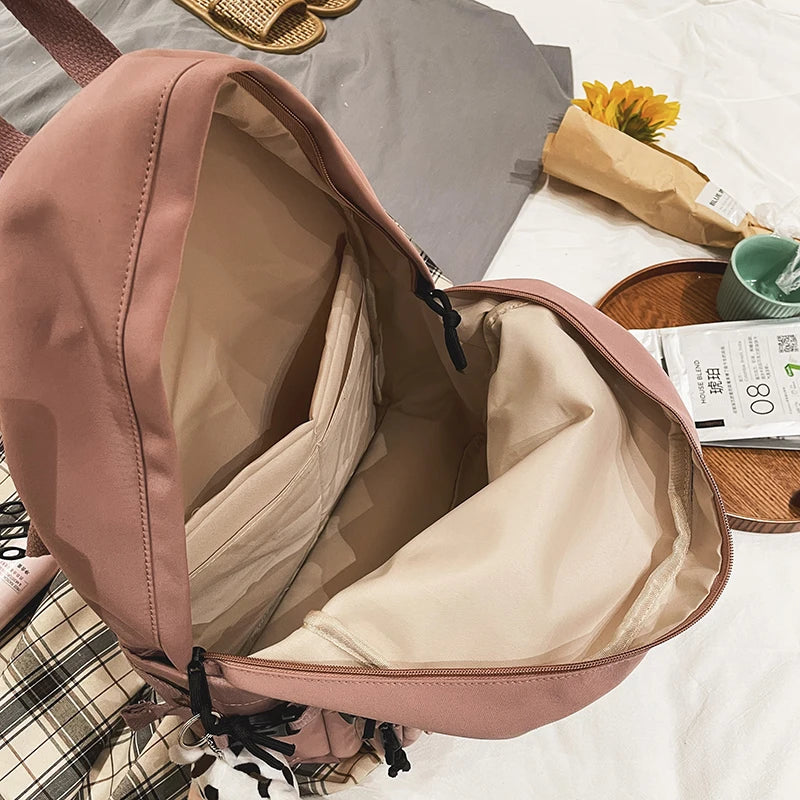 High cartoon embroidery Waterproof nylon Women Backpack Female School bag