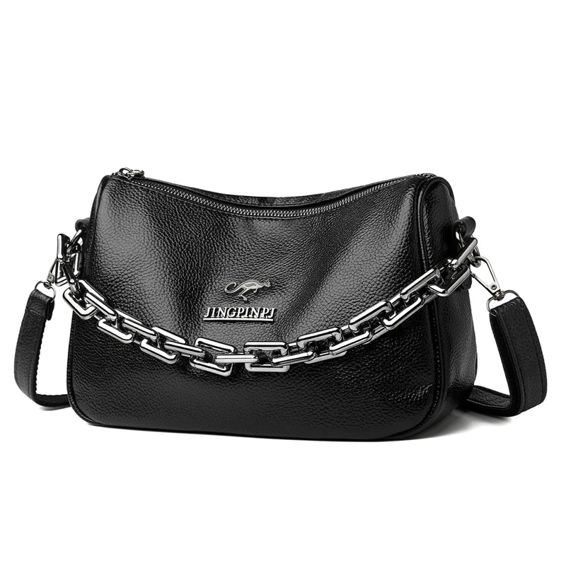 Summer Chain Handbags And Purses Female Travel Totes Solid Small PU Leather